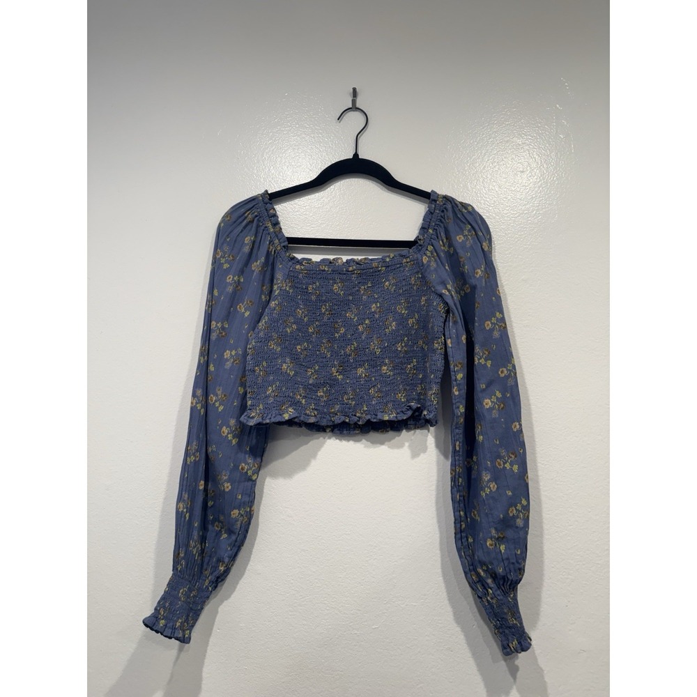 Aerie Milkmaid Crop Top Floral Size Small Shirred Cottage Festival Coquette Boho
